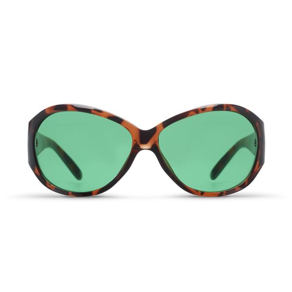 MigraLens PurFect Glasses for Migraine Relief | Outdoors and Digital Screens | Women | Green Lenses | Tortoiseshell Brown