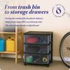 Homz Tall Solid Plastic 3 Drawer Medium Storage Cart with Caster Wheels, Black
