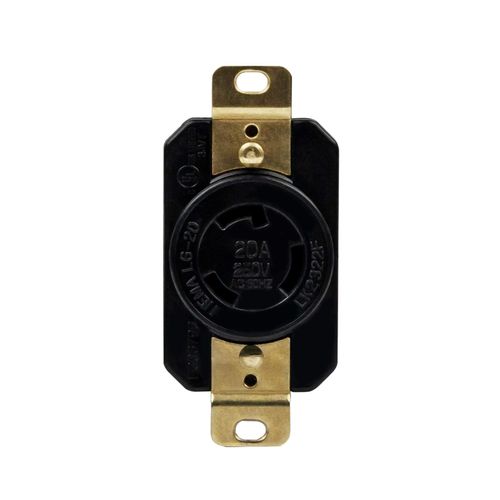 ENERLITES NEMA L6-20R Flush Mounting Locking Receptacle for Generator, Twist Lock Outlet, 20 Amp, 250 Volt, 2 Pole, 3 Wire Grounding, Industrial Grade, UL Listed, 66410-BK, Black
