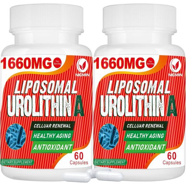 NICMIN 1660MG Urolithin A Liposomal Mitochondrial Organic Pomegranate Extract 60 Capsules