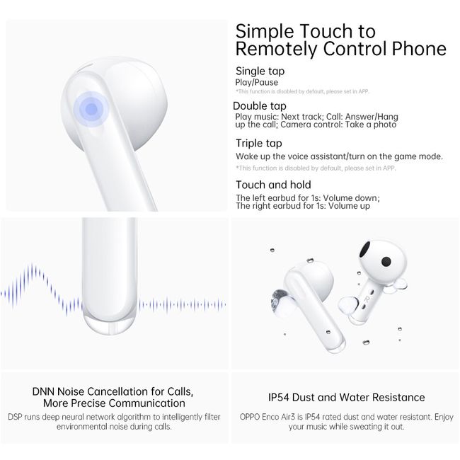 OPPO ENCO Air3 Air 3 TWS Earphone Wireless Bluetooth 5.3 Earbuds AI Noise  Cancelling Headphone AAC SBC For OPPO Reno 9 Pro