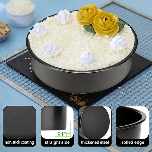 AWTBDP 8 Inch Cake Pan Set of 3, Nonstick Baking Pans Set with 100PCS Pre-cut Parchment Paper for Layer Cakes, Durable Round Cake Pans Sets for Baking for Birthday Christmas, Dishwasher Safe