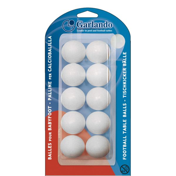 Garlando Pack of 10 Standard Table Football Balls, White, 33.1mm