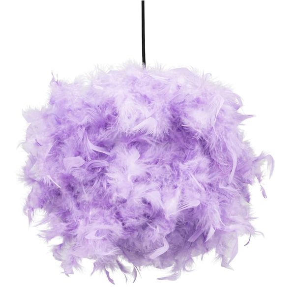 Happy Homewares Eye-Catching and Modern Real Natural Lilac Feather Decorated Small Pendant Light Shade 40watt Maximum Perfect Statement Piece 25cm Diameter