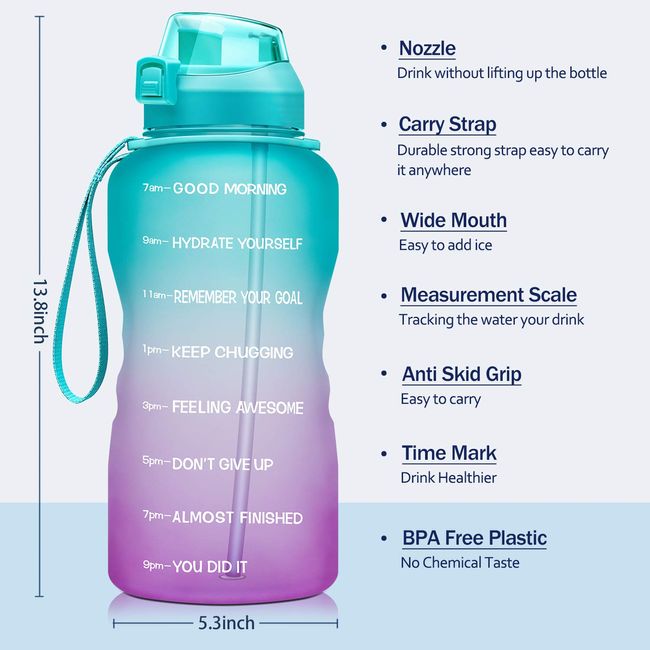 32oz Leakproof BPA Free Drinking Water Bottle with Time Marker & Straw To  Ensure You Drink Enough Water Throughout The Day for Fitness and Outdoor