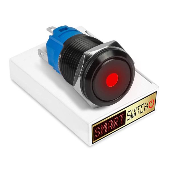 SmartSwitch 22mm Devil Eye DOT Black Aluminium Momentary SPST Push Button Red LED Metal Switch DE22
