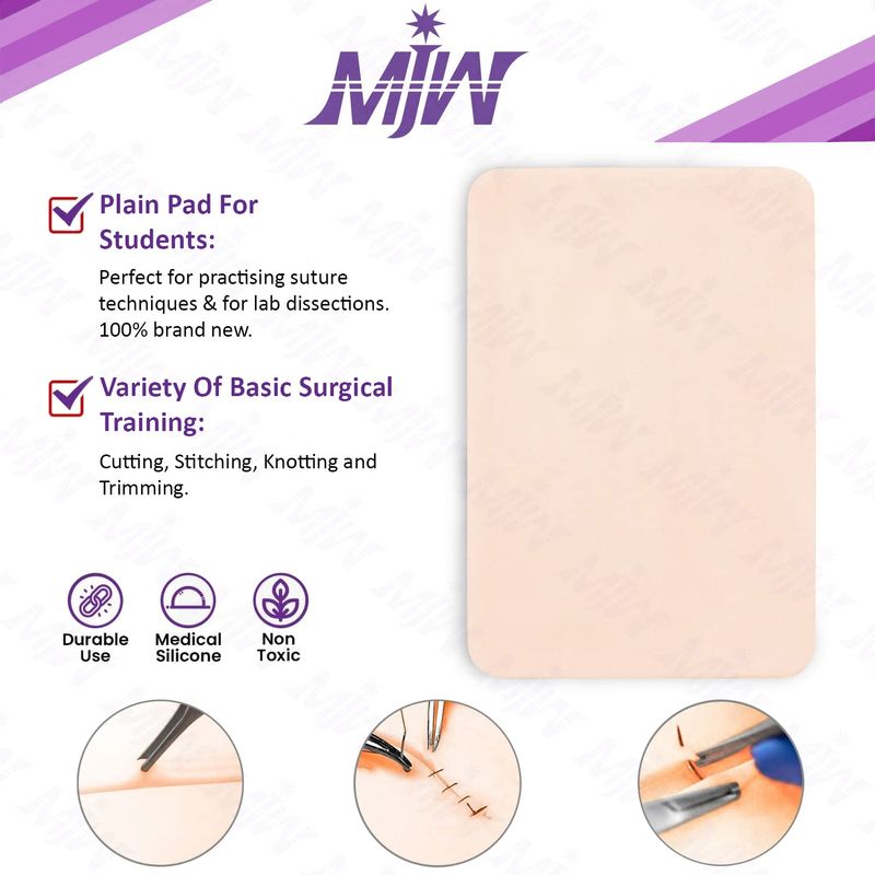 MJW Silicone Plain Pad 3 Layer 4.7x7'' Suture Simulation Pad for Suture ...