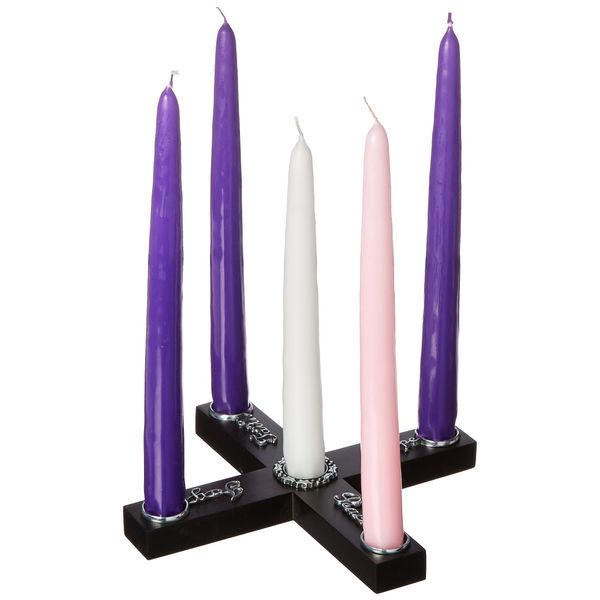 Cathedral Art Joy Faith Hope Peace (Abbey & CA Gift) Wood Cross Advent Candleholder Wreath