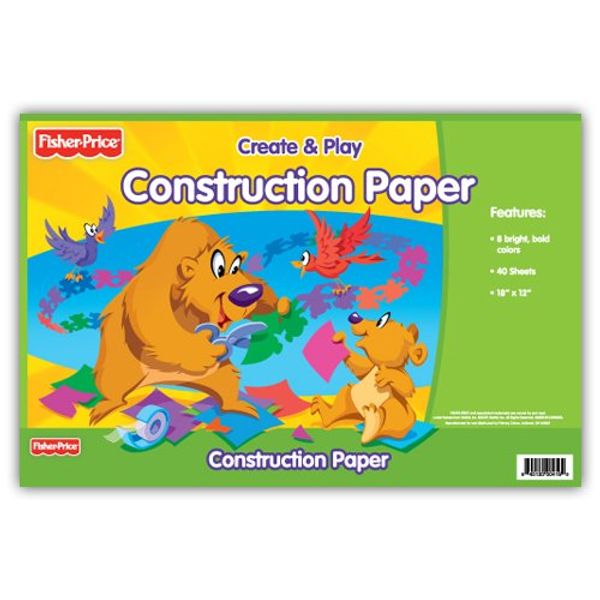 Fisher Price Giant Construction Paper Pad, 18 x 12 Inches, 8 Assorted Colors, 40 Sheets (416)