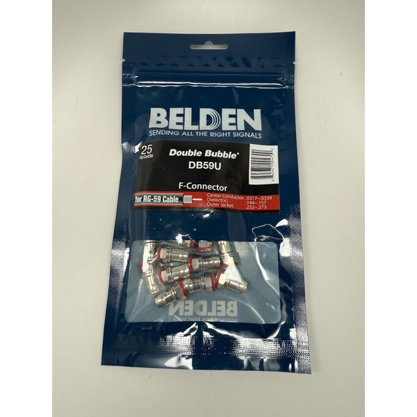 BELDEN DB59U Lot of 25 Double Bubble Connector Coax Compression PSA59/6