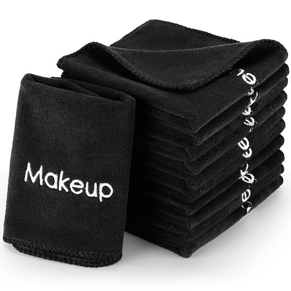 48 Pieces Makeup Towels Bulk 12 x 12 Inch Make Up Cloth Microfiber Washcloth Reusable Makeup Remover Face Skin Cleaning Soft Absorbent Spa Facial Towels Makeup Bulk Gift for Women Holiday (Black)