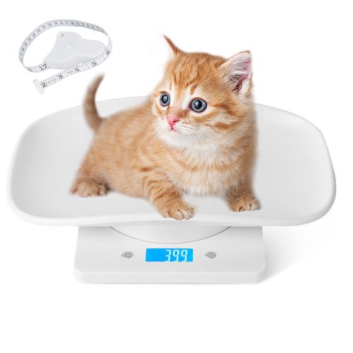 Digital Pet Scale with Tape Measure,Kitchen Food Scale with LCD,33 lb/15 kg Small Animal Scale,Multi-Function Portable Electronic Scale for Puppy,Cat,Hamster,Hedgehog,Parrot,Lizard,Newborn Pet