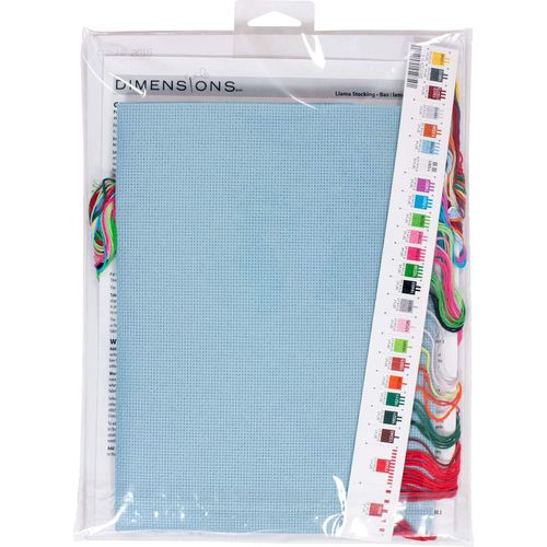 Dimensions Cross Stitch 'FA La Llama' Personalized Christmas Stocking Kit, Blue Aida, 16'', 14 Count