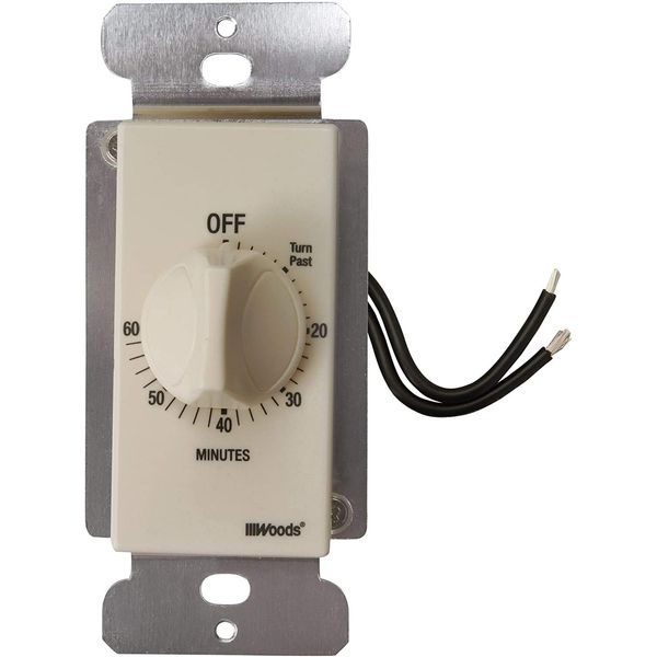 Woods 59718 in-Wall 60 Minute Spring Wound Timer, Light Almond