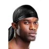 Silky Black Durag Cap for Locs & Waves, Soft Satin Head Wrap for Sleeping
