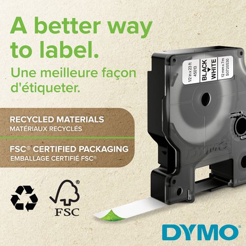 DYM43613 - Dymo Black on White D1 Label Tape