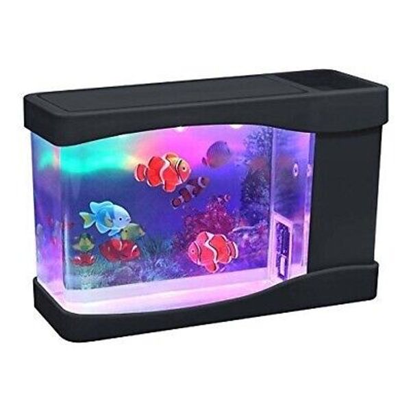 Artificial Mini Aquarium A Sensory Multi Colored LED Swimming Fish Tank Kids