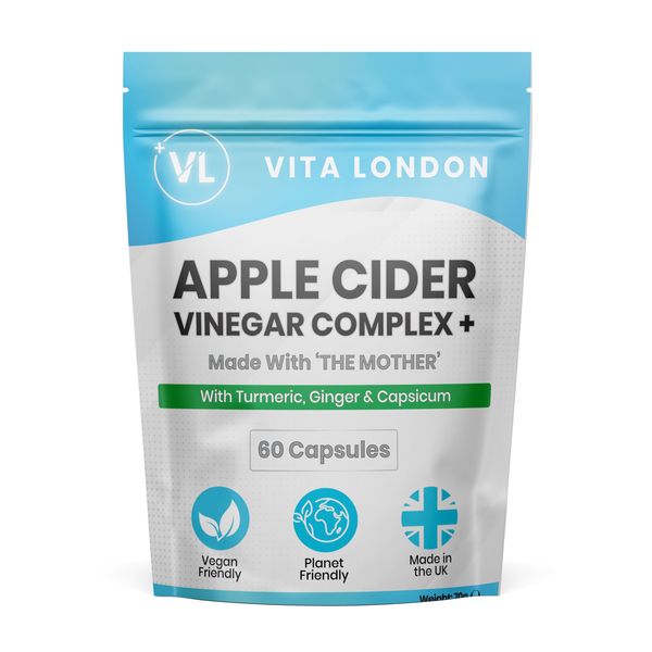 Apple Cider Vinegar Capsules with The Mother | 1500mg + Complex with Turmeric, Ginger & Capsicum | 60 High Strength Capsule (not Tablets, Gummies or Liquid) | Made in UK, Vegan