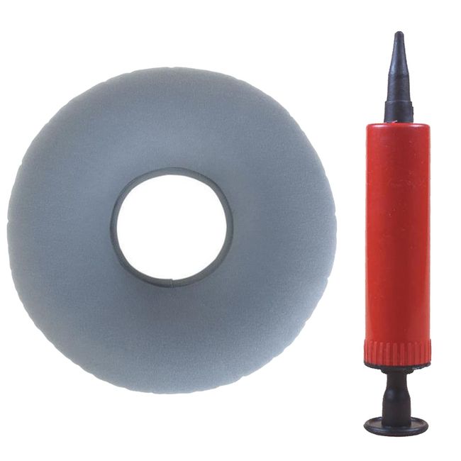 SZXMDKH Donut Cushion Seat, Portable Inflatable Ring Cushion for Hemorrhoid, Tailbone, Coccyx Pain Relief - Air Pump Included (Grey)