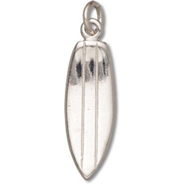 Sterling Silver Surfboard Beach Charm with Split Ring