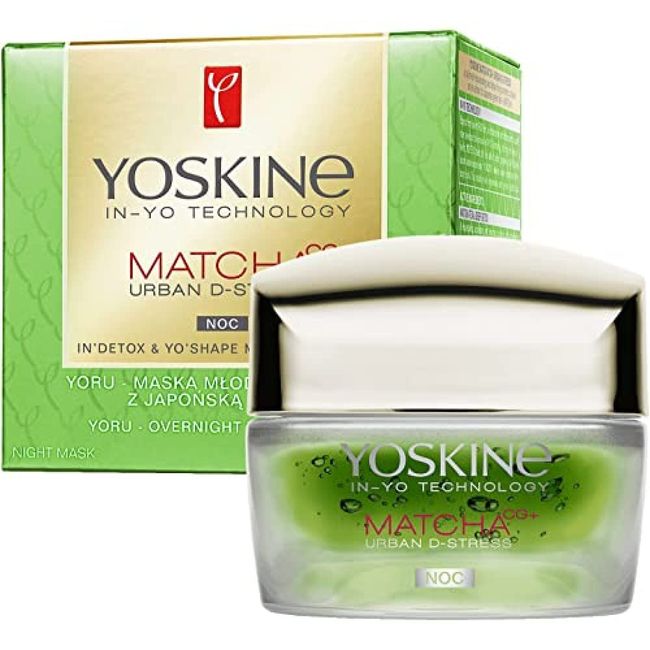 Yoskine Matcha Urban D-Stress Gesichtsmaske für die Nacht (50 ml) - Feuchtigkeitsspendende Face Mask - Effektive Gesichtspflege - Glättende Skincare mit Gesichtsmasken Beauty - Gesichtsreinigung