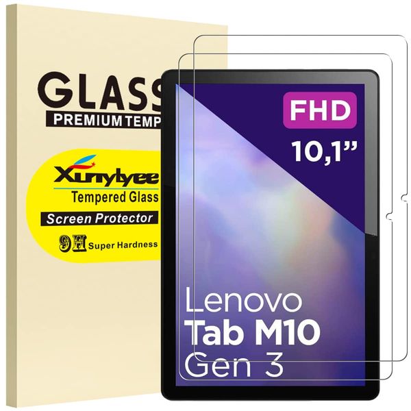 XunyLyee [2 Pack Screen Protector for Lenovo Tab M10 3rd Gen (10.1 Inch) TB-328F/ TB-328X Bubble Free Tempered Glass Film Easy Installation