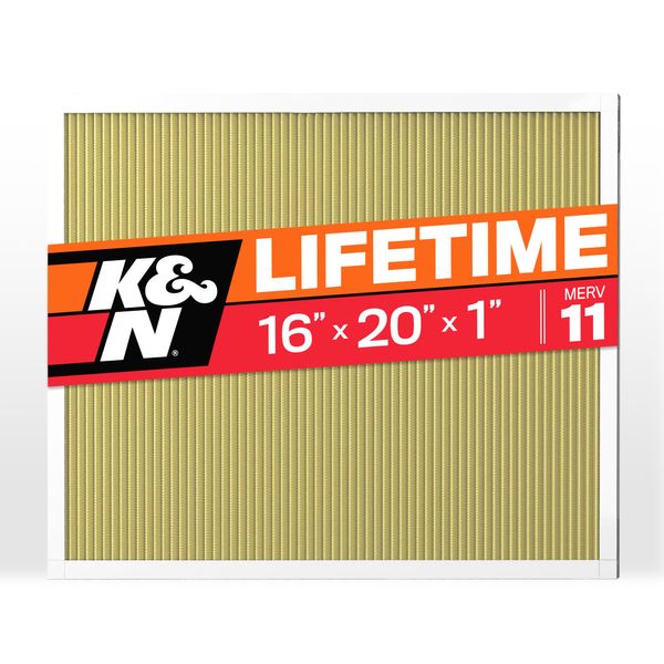 K&N 16x20x1 HVAC Furnace Air Filter, Lasts a Lifetime, Washable, Merv 11, the Last HVAC Filter You Will Ever Buy, Breathe Safely at Home or in the Office, HVC-11620