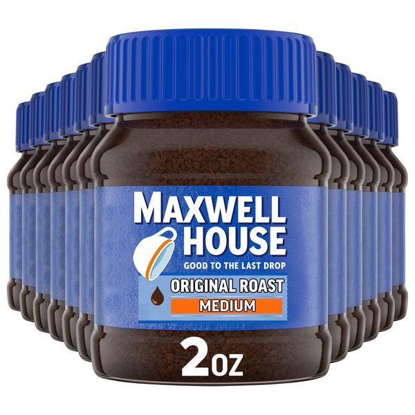 Maxwell House Original Medium Roast Instant Coffee (2 oz Jars, Pack of 12)