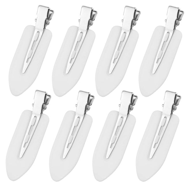 SAVITA 8Pcs No Bend Hair Clips, No Crease Curl Pin Clips Hair Clips Barrettes for Hair Styling, Face Washing, Makeup Application (White)