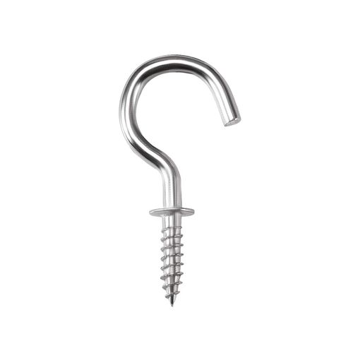 uxcell 30mm Screw Eye Hook Self Tapping Screw Screw-in Hanger Hook with Plate Silver Pack of 20