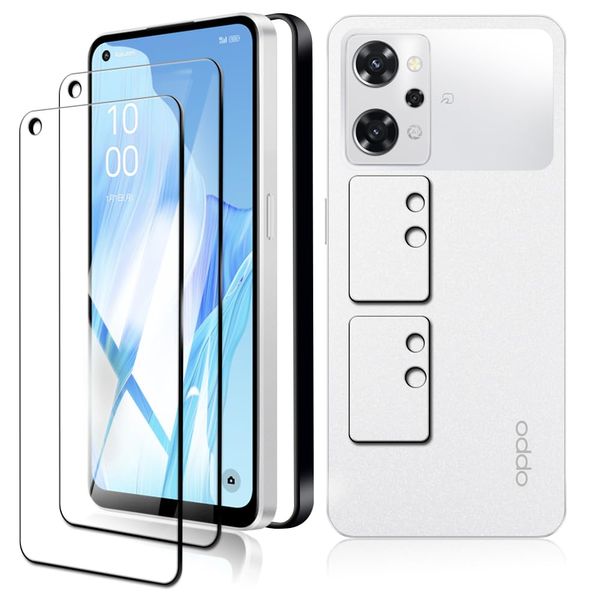 OPPO Reno9 A Glass Film + Reno 9A Camera Film (Set of 2 + 2) Oppo Reno 9A Film for Oppo Reno 9A LCD Protective Film Reno 9a Tempered Glass Film 9 H Hardness Asahi Glass Material Super Durable, Water