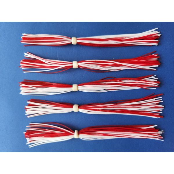 5 White/Red 5-9255 silicone skirt replacement material Tabs Spinner bait jig