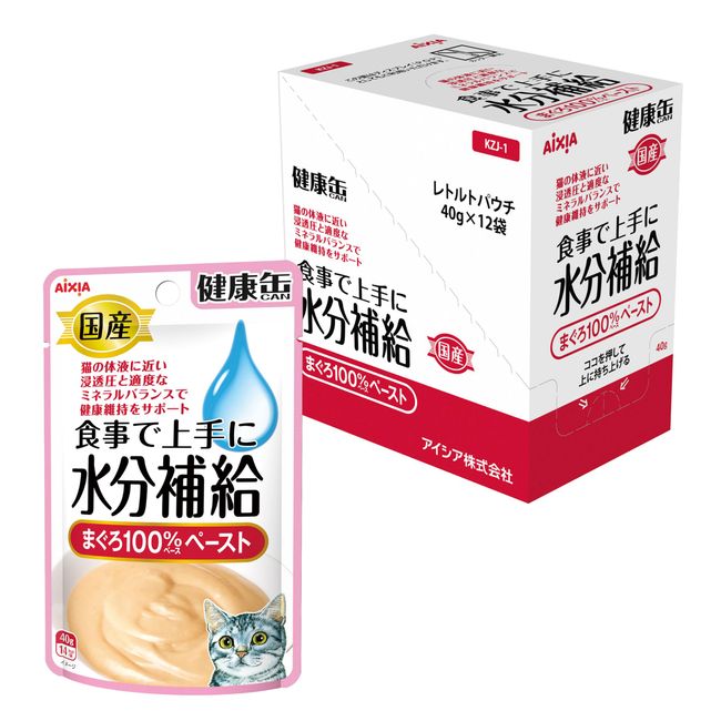 Aixia Kenko-Can Cat Food Pouch, Tuna Paste, Hydration, Made in Japan, 1.4 oz (40 g) x 12 Pack