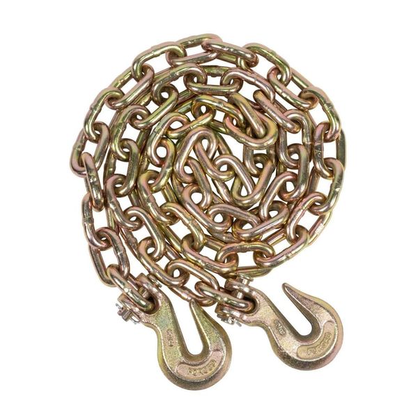 3/8" X 12' G70 Chain with Grab Hooks, WLL 6,600 lbs
