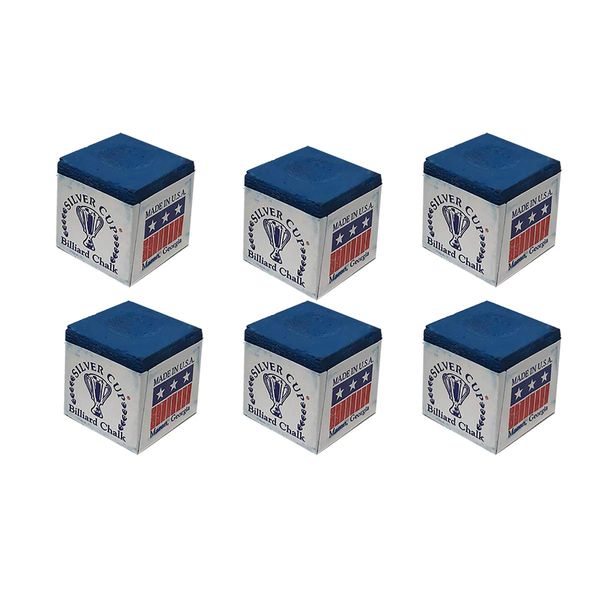 Silver Cup Set of 6 Royal Blue Pool Cue Chalk