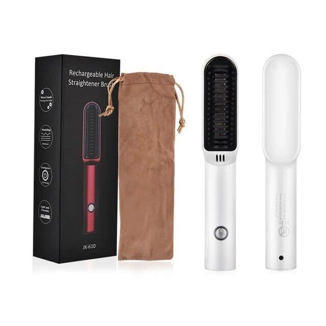 USB Rechargeble Portable Hair Straightener Brush Hot Comb