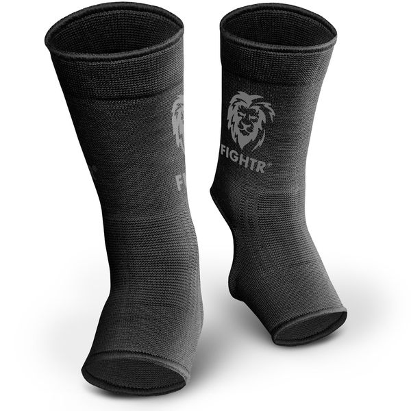 FIGHTR® Ankle Support | Unisex Adult Foot Bandage for Kickboxing, MMA, Muay Thai and other martial arts. (All Black)