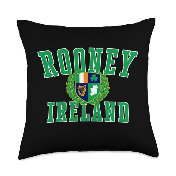 Irish Surname Rooney Ireland Crest Throw Pillow