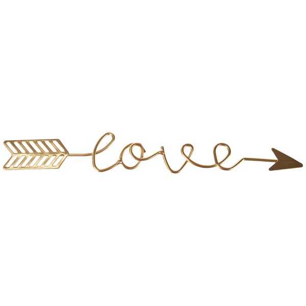 RAYHER HOBBY Wire Love Arrow Sign for Crafting and Wreath Making, Golden Love Letters for Wedding Decorations, Wall Art Lettering, gold, 24x3.2cm, 46199616