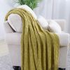 BOURINA Textured Solid Soft Sofa Throw Couch Cover Knitted Decorative Blanket,Olive Green, 152x203cm