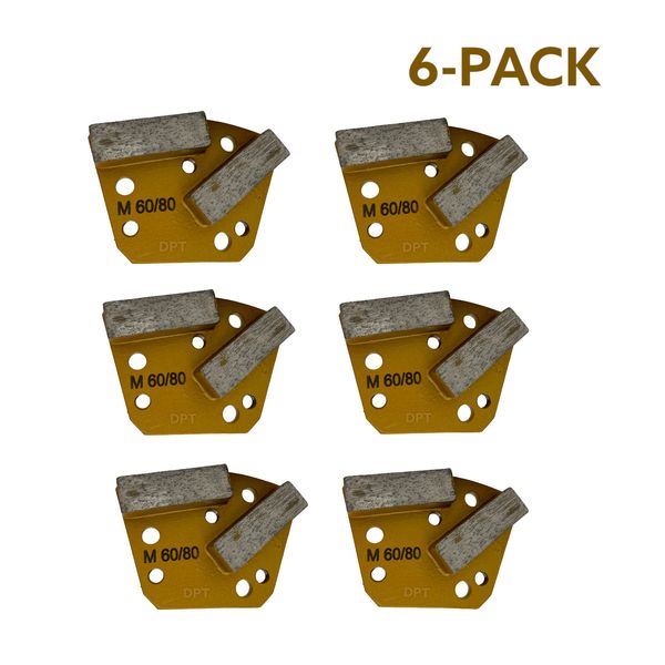 6 Pk Trapezoidal diamond Grinding Discs For Bolt-on Concrete Grinder Medium Bond