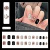 NIUANIUA Short, False Nails, Cute, Round Tips, Fashion, 3D Nails, Popular, Black, 12 Sizes, Pack of 72 Pieces, Black & Star Print