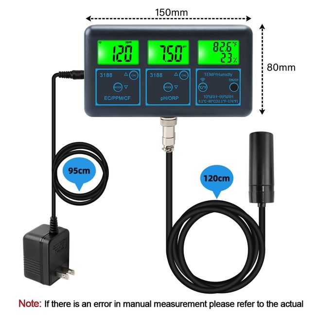 YIERYI WiFi pH Meter Temp TDS(ppm) EC ORP Water Tester Tuya APP