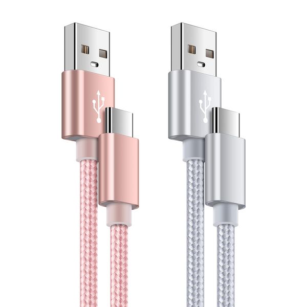 USB Type C Cable, QC3.0 Compatible, 2-Piece Set & 3.5 ft (0.91 m), USB C Cable, Smartphone Charging Cable, Type C Cable, iPoto Rapid Charging, Android Charging Cable, USB Cable, Charging Cable, USB