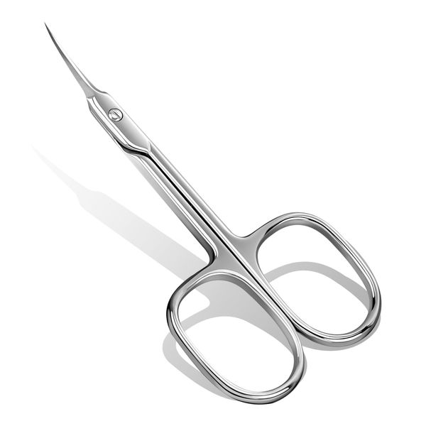 Lermende Cuticle Scissors with Curved Sharp Tip, Portable Small Scissors Professional Cuticle Cutter, Multi-Purpose Russian Manicure Cuticle Trimmer for Eyebrow, Nail, Eyelash, Beards (Silver)