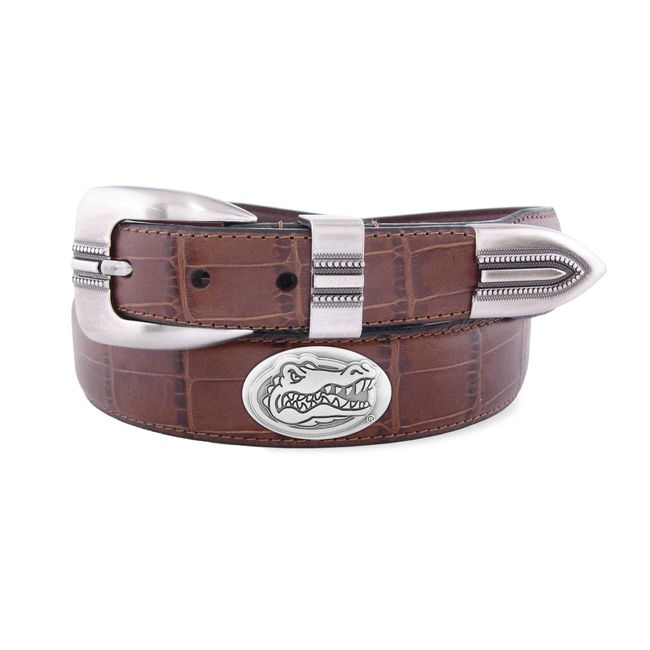 NCAA Florida Gators Tan Crocodile Tip Leather Concho Belt, 40