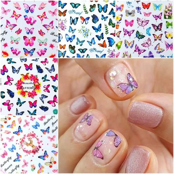 Butterfly Nail Sticker Butterfly. Flower. Deer 7 types 1 pack (W8F7686)