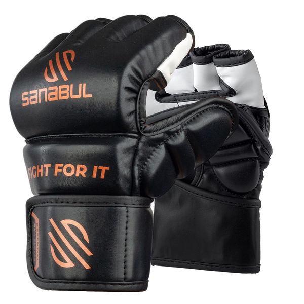 Sanabul Essential MMA Gloves for Men and Women | Professional Fight Gloves for Sparring, Grappling, and Bag Training | Trusted by Pro Fighters (Metallic Copper, Small/Medium)