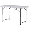 Folding Table 4 FT Portable Fold-in-Half Adjustable Plastic Camping Table White