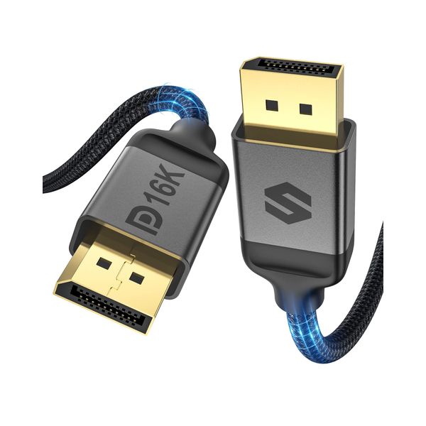 Silkland DisplayPort 2.1 Cable [VESA Certified], DP 2.0 Cable [16K@60Hz, 8K@120Hz, 4K@240Hz 165Hz 144Hz] 80Gbps HDR, HDCP DSC 1.2a, Compatible FreeSync G-Sync Gaming Monitor 4090 7900xtx, 6.6FT